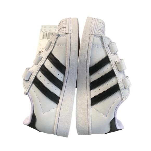 Adidas Superstar CF 3 Straps Sneakers White Black Unisex Kids Size 11.5 NWT - Picture 3 of 7